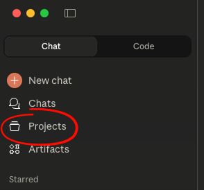 Creating a new project in Claude